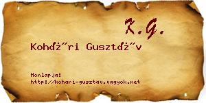 Kohári Gusztáv névjegykártya