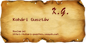 Kohári Gusztáv névjegykártya